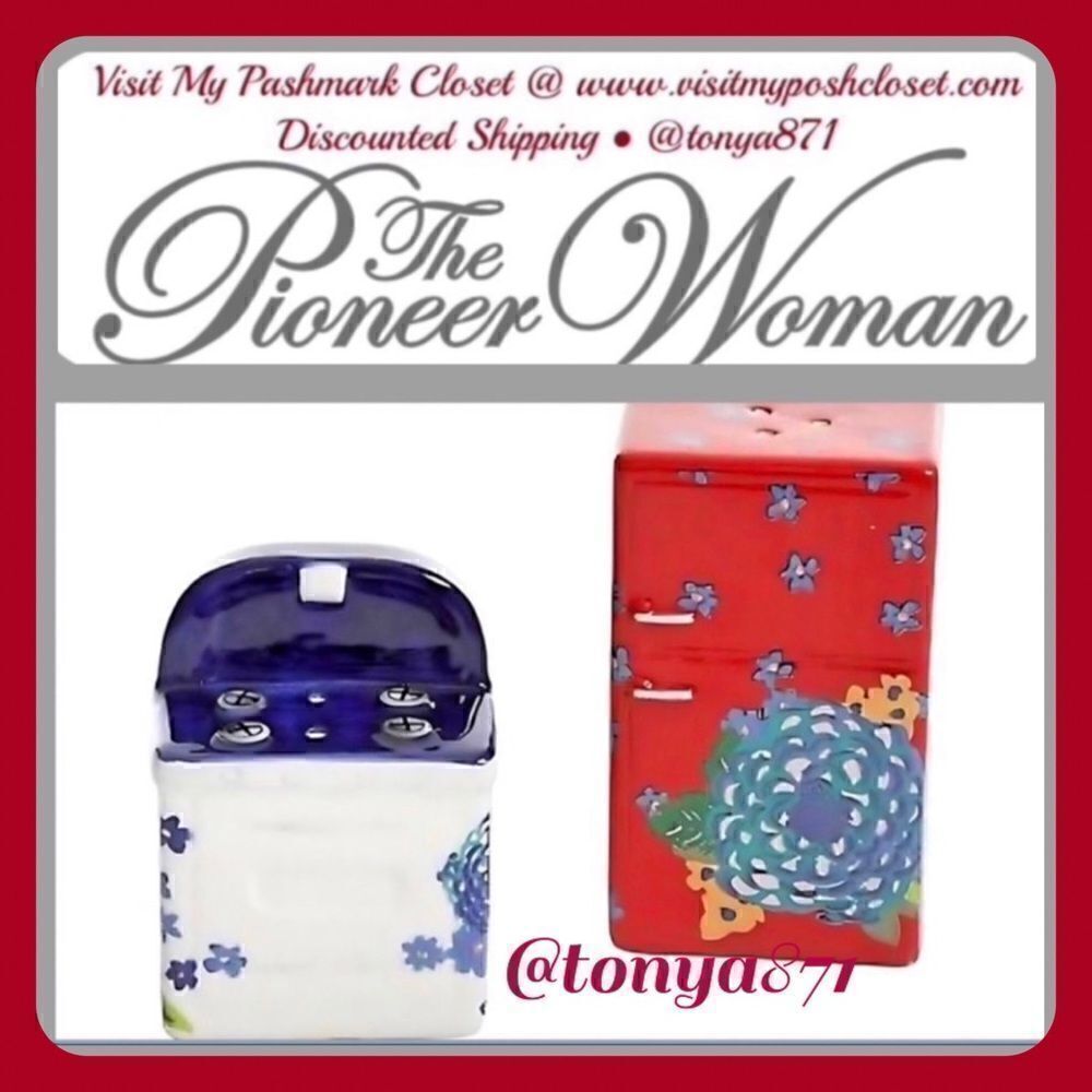 🦋 EUC Pioneer Woman Dazzling Daliha Stove & Refrigerator Salt & Pepper Shakers